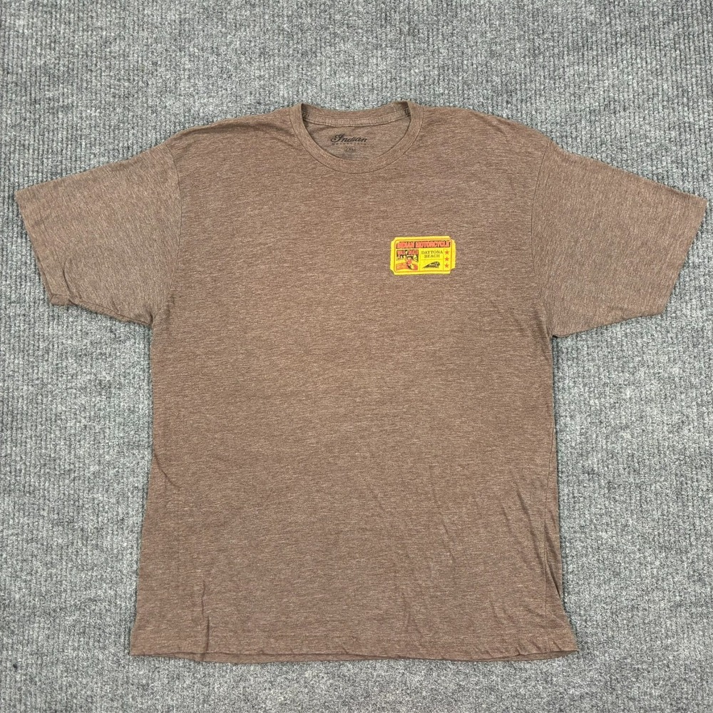 Indian Motorcycle Daytona Beach T Shirt Mens Size 2XL Brown Biker Graphic Tee